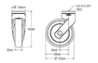 5220PJP125L51-11x29.1 RAL9002 - TENTE LEVINA Swivel Caster-2