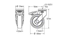 5225PJP100L51-11x29.1 RAL9002 - TENTE LEVINA Swivel Caster-2