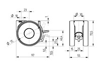 5925UAO075L51-10 RAL7001 Kick Pedal 7015 - TENTE LINEA Swivel Caster-2