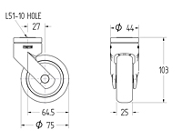 TENTE LEVINA Series 2.95 Inch (in) Wheel Diameter Design Swivel Caster (5320PJO075B10 11x31) - 2