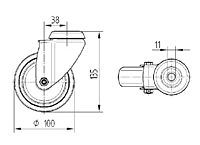 TENTE 2470 Series 3.94 Inch (in) Wheel Diameter Institutional Steel Swivel Caster (2470DIK100R07-Ø31-35) - 2