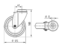 TENTE 2470 Series 4.92 Inch (in) Wheel Diameter Institutional Steel Swivel Caster (2470DIK125P30-11) - 2