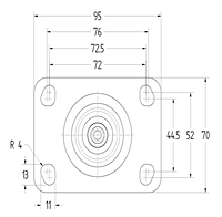 TENTE 2470 Series 3.94 Inch (in) Wheel Diameter Institutional Steel Swivel Caster (2471UAP100P52) - 3