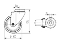 TENTE 2470 Series 3.94 Inch (in) Wheel Diameter Institutional Steel Swivel Caster (2470DIK100R07-Ø31-35) - 2