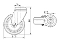 TENTE 2470 Series 2.95 Inch (in) Wheel Diameter Institutional Steel Swivel Caster (2470PJO075R07-Ø24-27) - 2